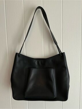 A Rare Vintage Black Smooth Leather Lancel Paris Large Shoulder Handbag Bag